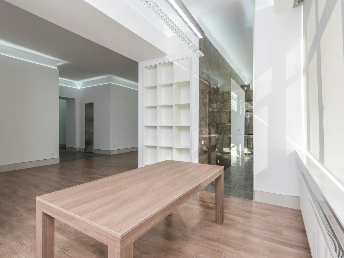 Minimalist white hallway with clean painted walls in Derby
