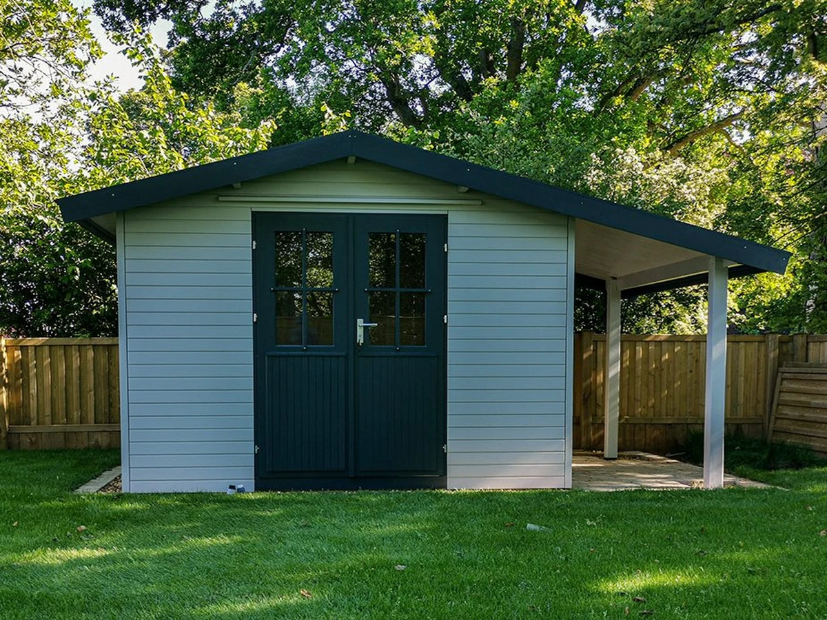 Dark green wood painting on garden structures in Derby by Derby Painters